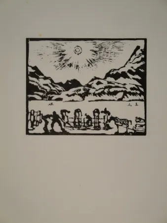 Gravure Sur Bois Giacometti - Lavoratori del ghiaccio, die Eisbrecher