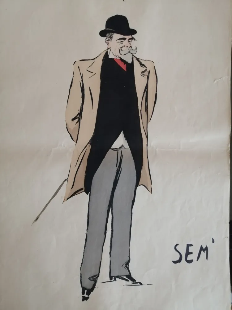 Lithographie Goursat - SEM - Caricature Album Marseillais