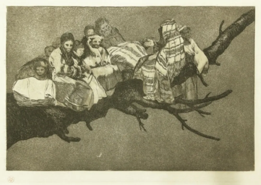 Eau-Forte Goya - Andarse Po Las Ramas; Disparate Ridiculo, (plate 3 from Los Proverbios)