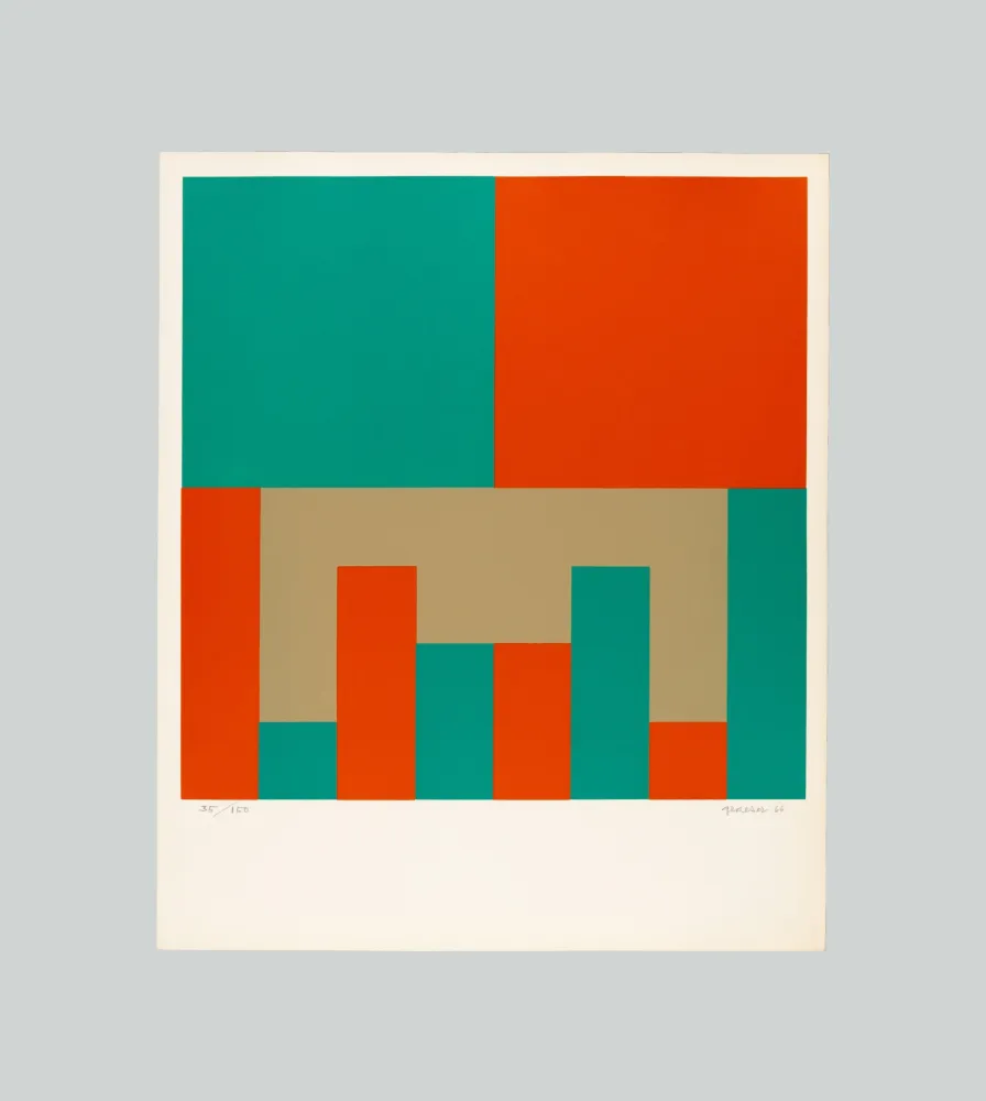 Sérigraphie Graeser - Grun - Orange konstellation