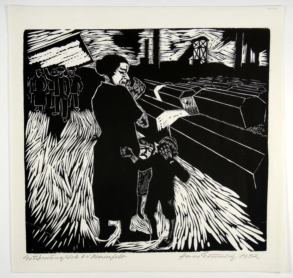 Gravure Sur Bois Grundig - Grubenunglück bei Mansfeld (Mining accident near Mansfeld)