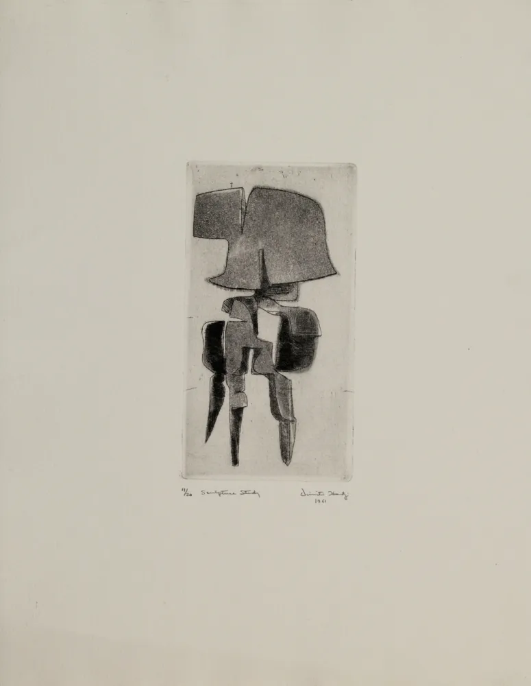 Eau-Forte Et Aquatinte Hadzi - Sculpture Study