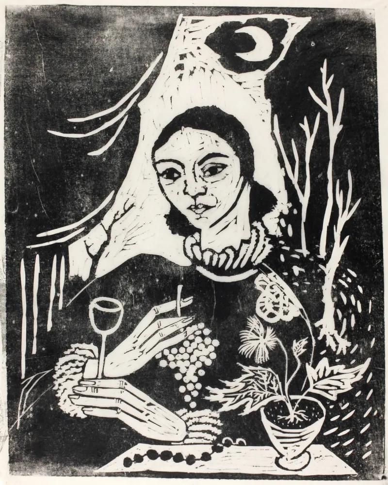 Gravure Sur Bois Hamerschlag - Selbstporträt (Selbstbildnis mit Zigarette)