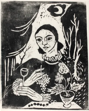 Gravure Sur Bois Hamerschlag - Selbstporträt (Selbstbildnis mit Zigarette)