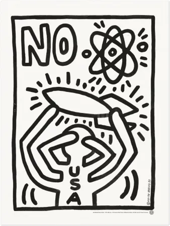 Sérigraphie Haring - Anti Missile Demo Poster