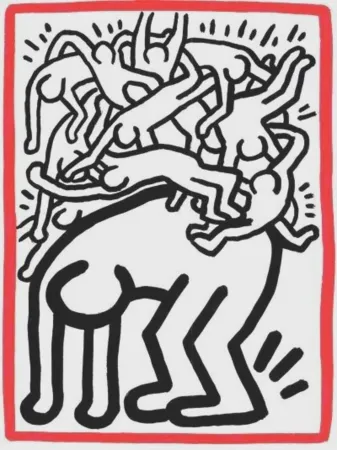 Lithographie Haring - Fight Aids Worldwide