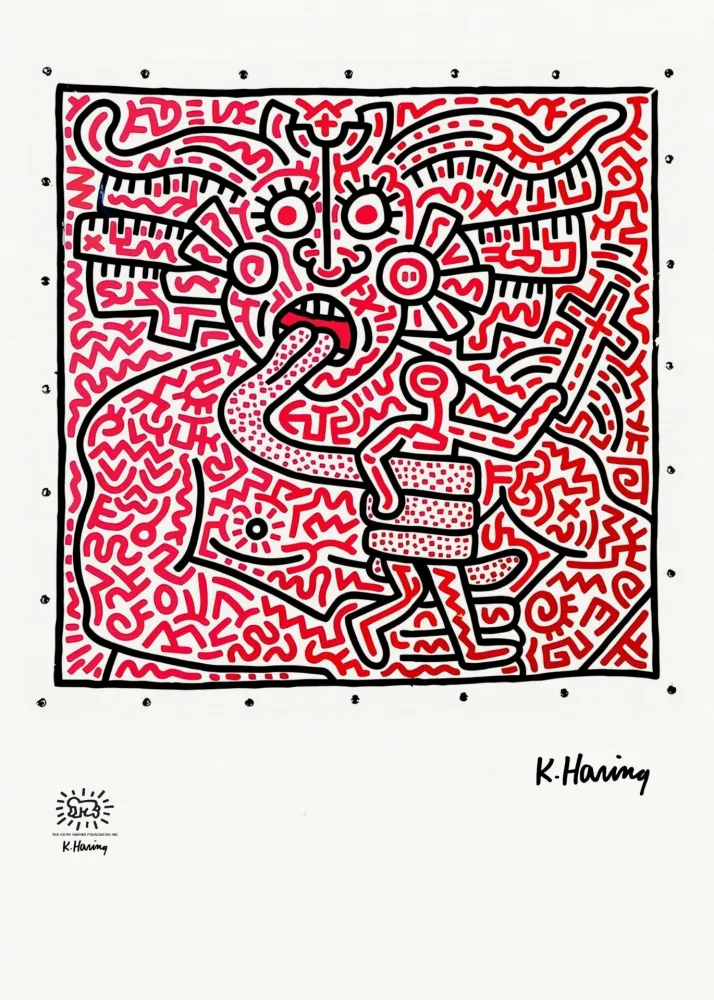 Sérigraphie Haring - Men & Medusa