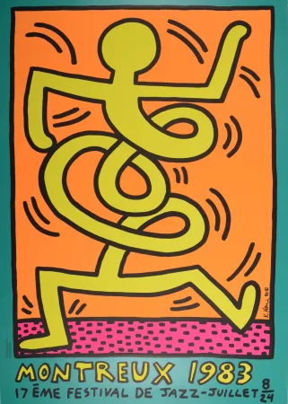 Sérigraphie Haring - Montreux Jazz Festival (#B), 1983 - Very large!