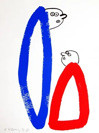 Lithographie Haring - Story of Red & Blue #14