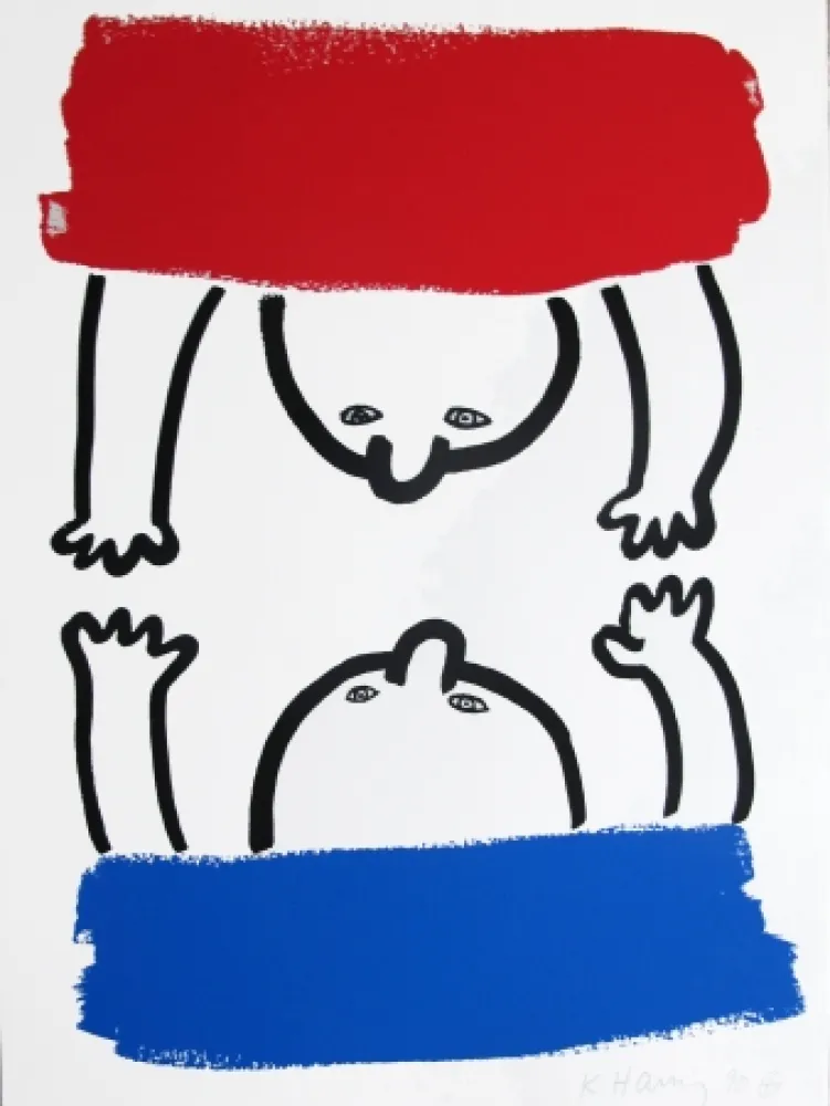 Lithographie Haring - Story Of Red & Blue #15