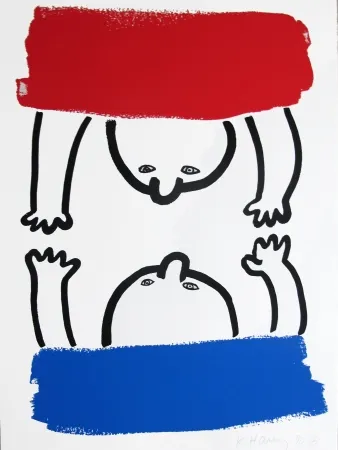 Lithographie Haring - Story Of Red & Blue #15