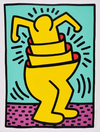 Sérigraphie Haring - Untitled (Cup Man)