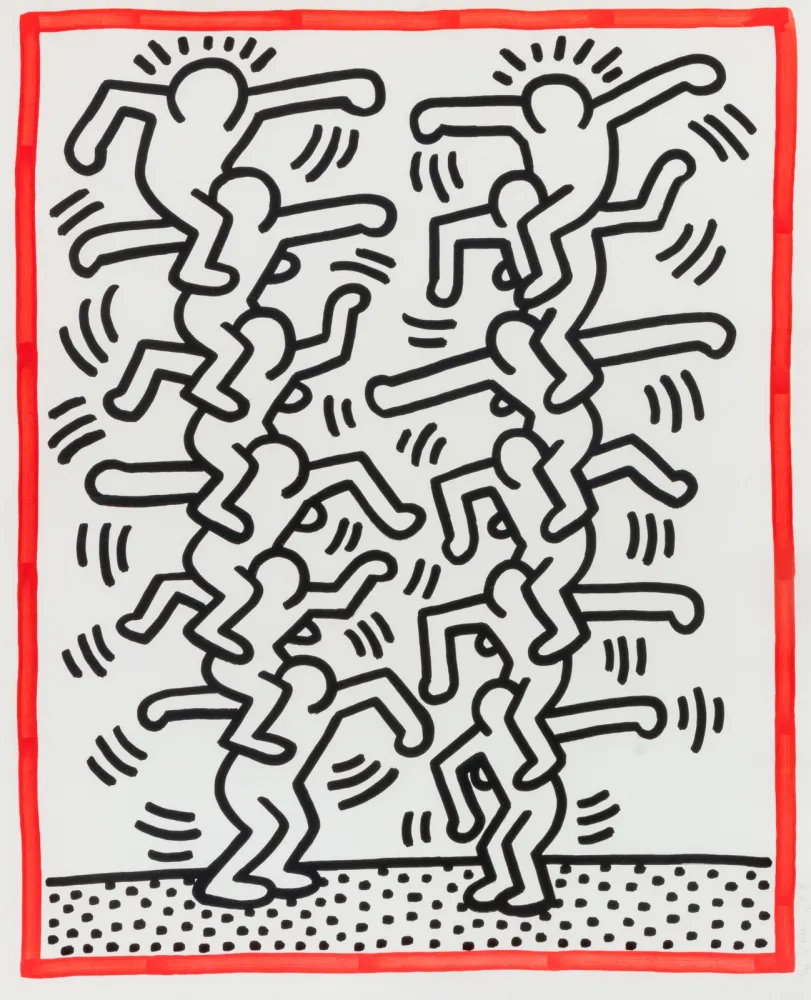 Lithographie Haring - Untitled (People ladder), 1985