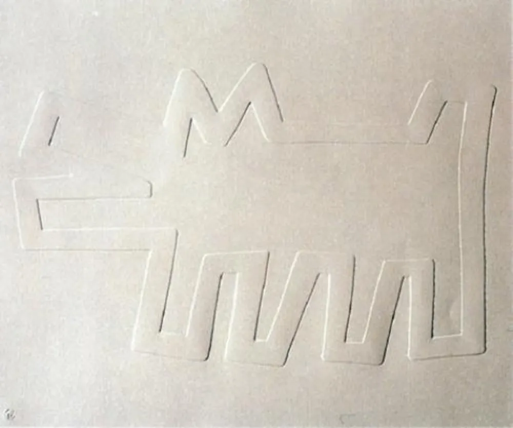 Sérigraphie Haring - White Icons: Barking Dog