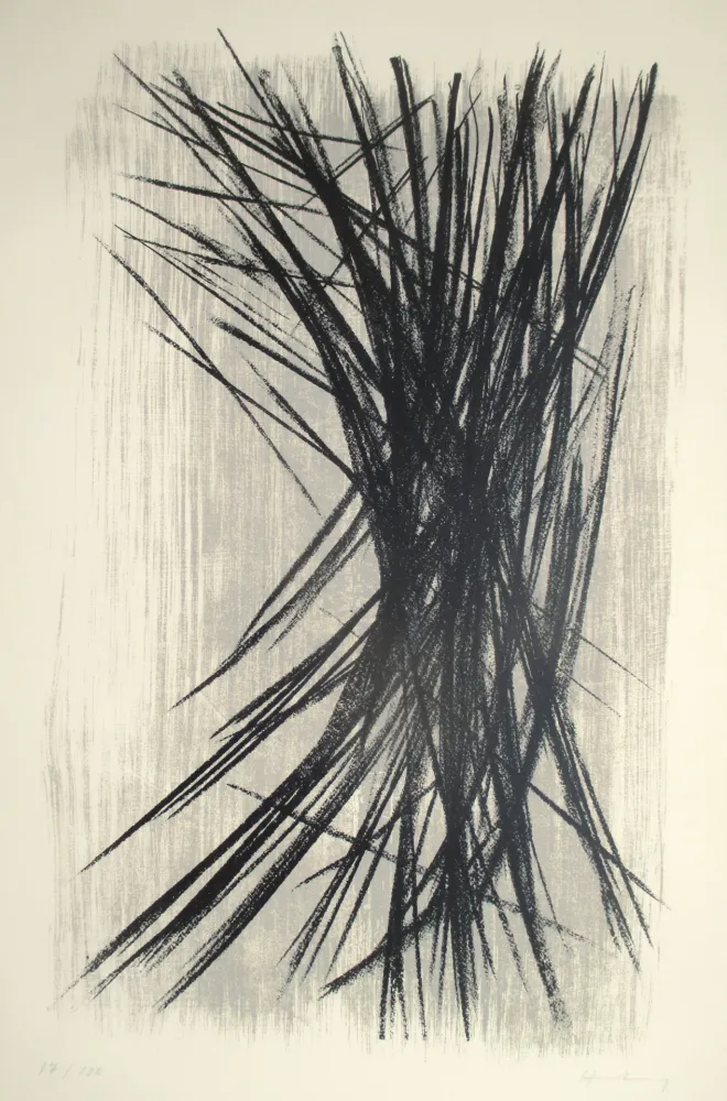 Lithographie Hartung - L 10, Schwarz, Grau