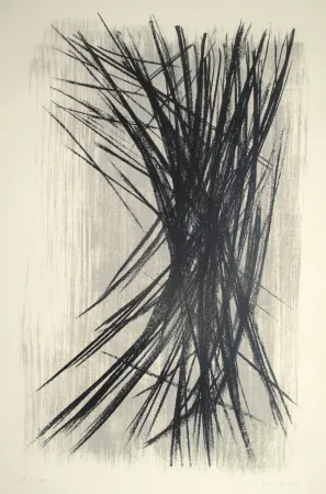 Lithographie Hartung - L 10, Schwarz, Grau