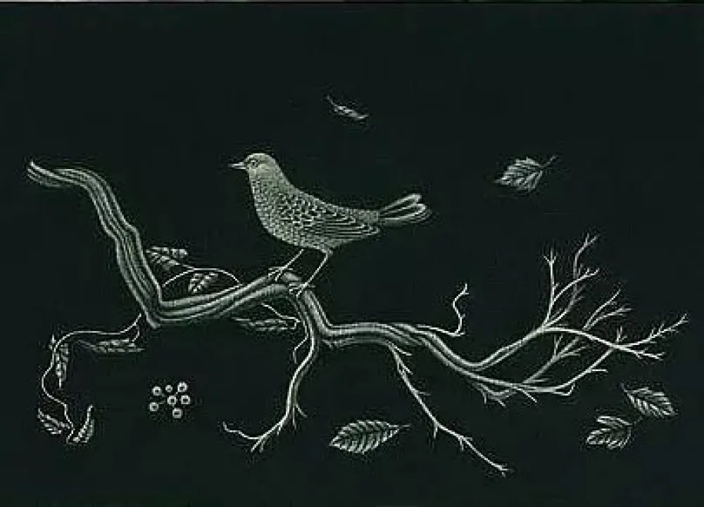 Manière Noire Hasegawa - Oiseau sur racine (1960)