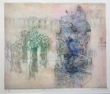 Gravure Hasegawa - Petit bois et palais lavande 