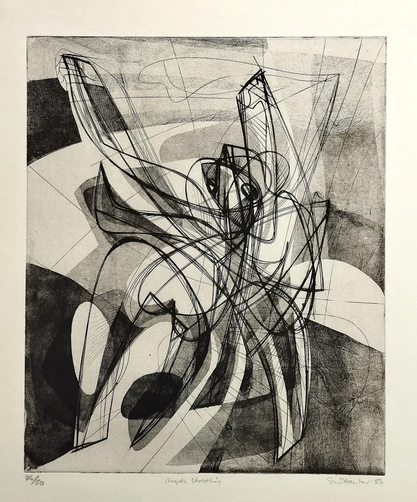 Eau-Forte Hayter - Angels wrestling