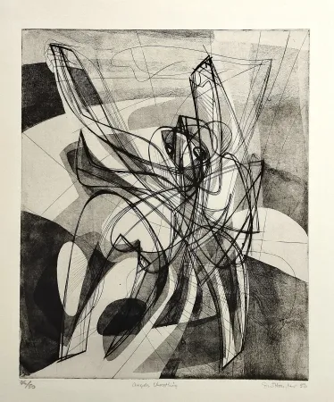 Eau-Forte Hayter - Angels wrestling