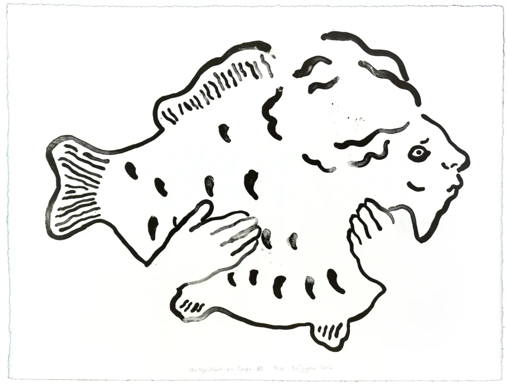 Lithographie Henin - Auportrait en carpe XVI