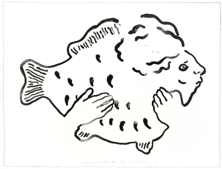 Lithographie Henin - Auportrait en carpe XVI