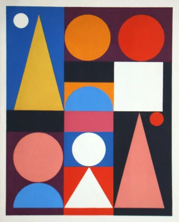 Sérigraphie Herbin - Composition sur le mot Jaune