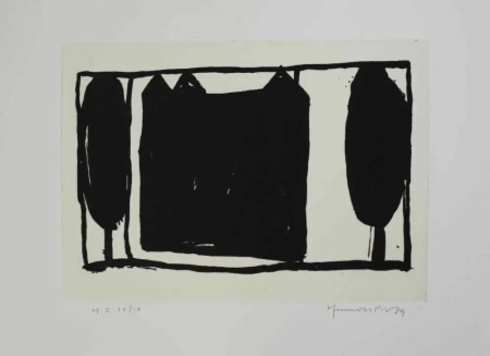 Aquatinte Hernandez Pijuan - Arbres i casa II