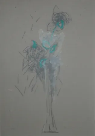 Lithographie Hernandez Pijuan - Bouquet sur carton