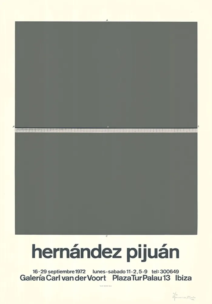 Sérigraphie Hernandez Pijuan - Cartel de la exposición Galería Carl van der Voort, Ibiza