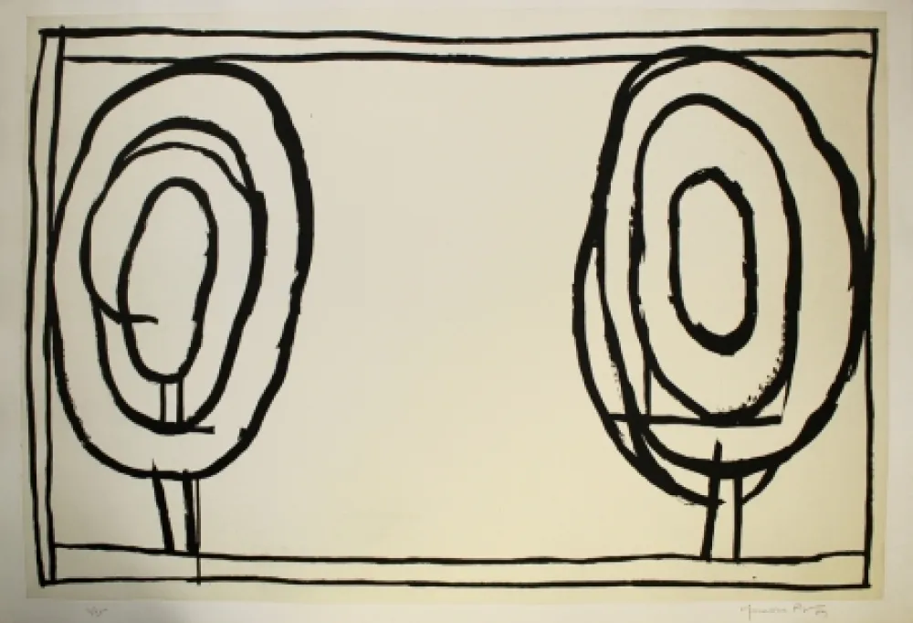 Aquatinte Hernandez Pijuan - Cases i arbres 3