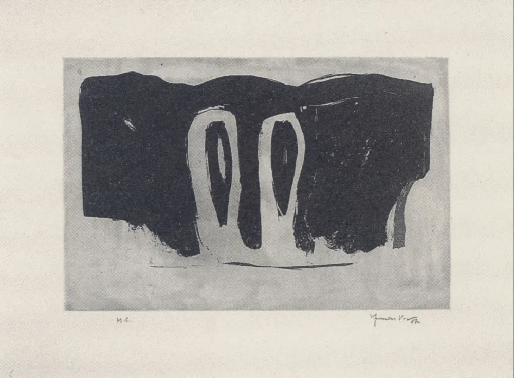 Aquatinte Hernandez Pijuan - Xiprers en el paisatge