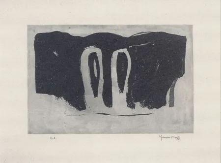 Aquatinte Hernandez Pijuan - Xiprers en el paisatge