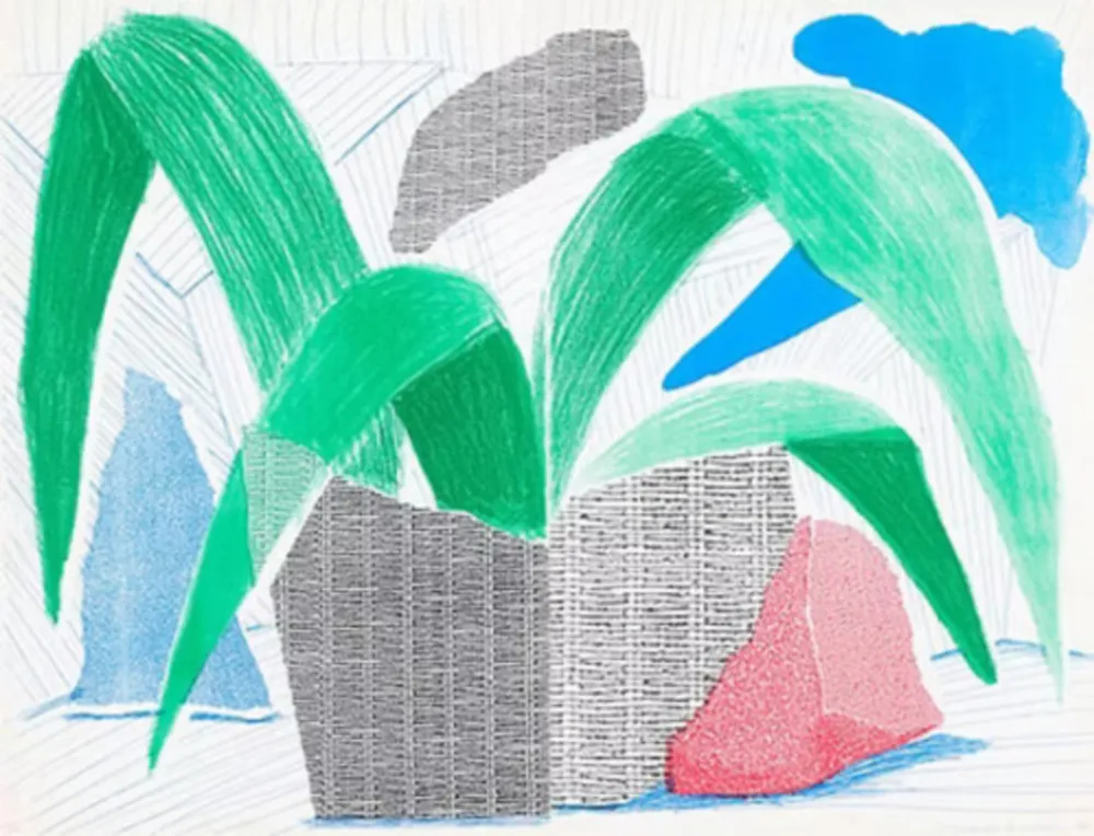 Multiple Hockney - Green Grey & Blue Plant, July (Diptych)