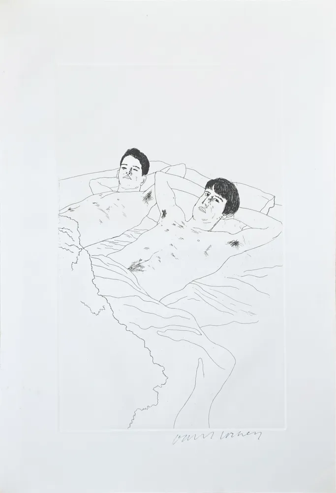Eau-Forte Et Aquatinte Hockney - Illustrations for Fourteen Poems from C.P. Cavafy: In Despair
