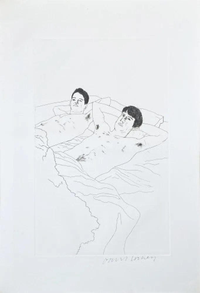 Eau-Forte Et Aquatinte Hockney - Illustrations for Fourteen Poems from C.P. Cavafy: In Despair