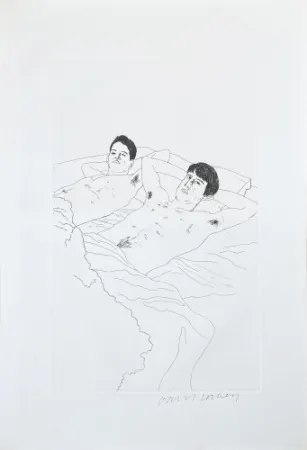 Eau-Forte Et Aquatinte Hockney - Illustrations for Fourteen Poems from C.P. Cavafy: In Despair