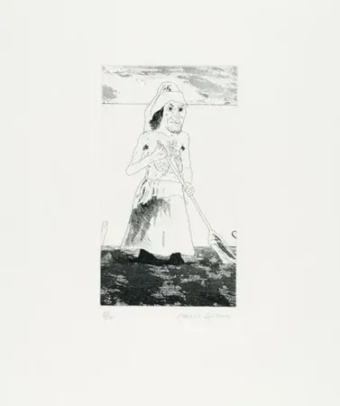 Gravure Hockney - The enchantress in her garden(1969)