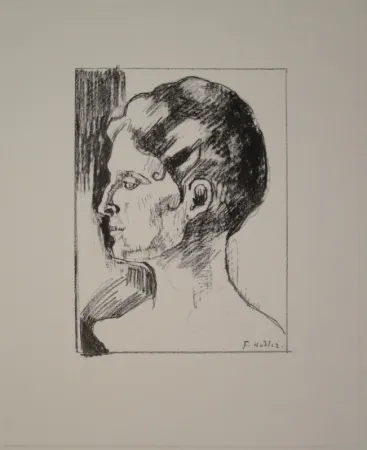 Lithographie Hodler - Profilbildnis von Frau Hodler.