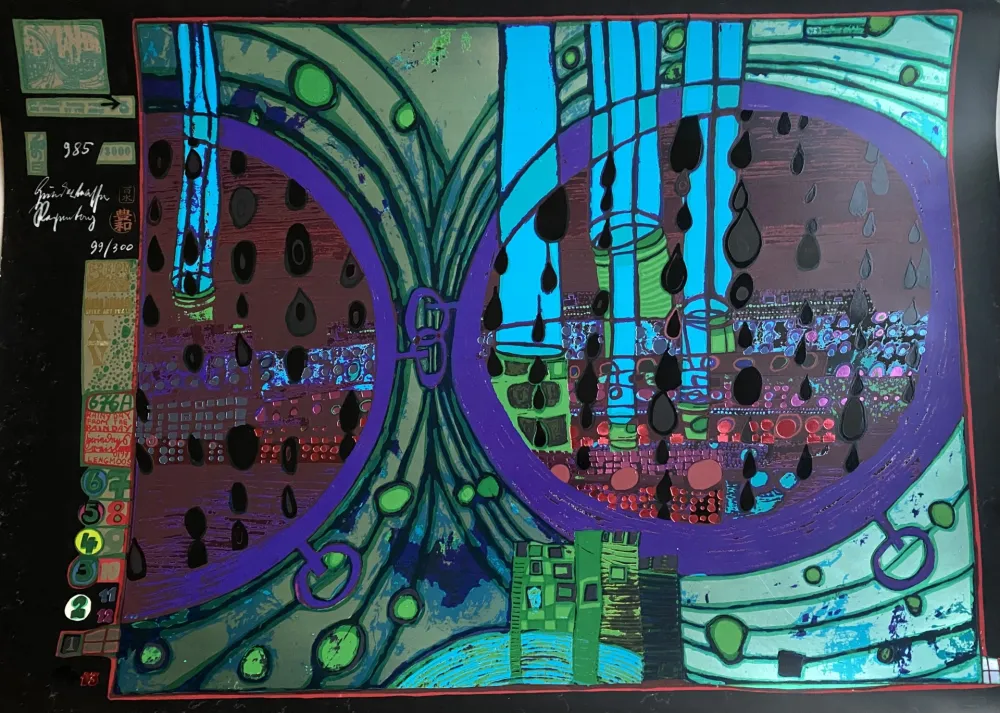 Sérigraphie Hundertwasser - A RAINY DAY ON THE REGENTAG