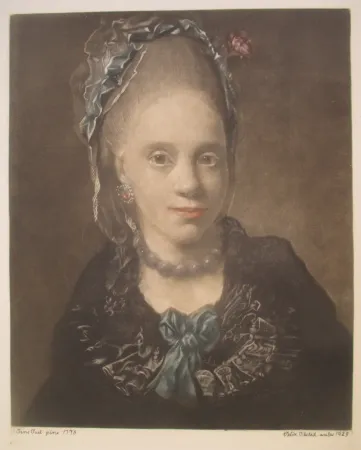 Manière Noire Ilsted - Portrait of a Lady - after Jens Juel