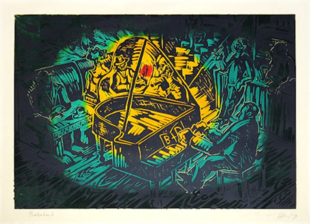 Linogravure Immendorff - Ständchen für B und D