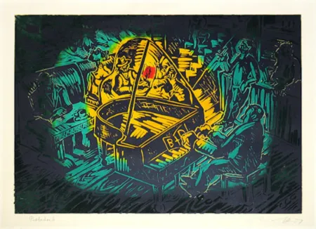 Linogravure Immendorff - Ständchen für B und D