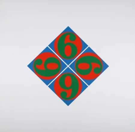 Sérigraphie Indiana - Four Sixes, 1969 - hand-signed