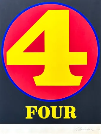 Sérigraphie Indiana - Robert Indiana (1928–2018) - Four, from numbers - Screenprint in colors on Schoellers Parole paper - 1968