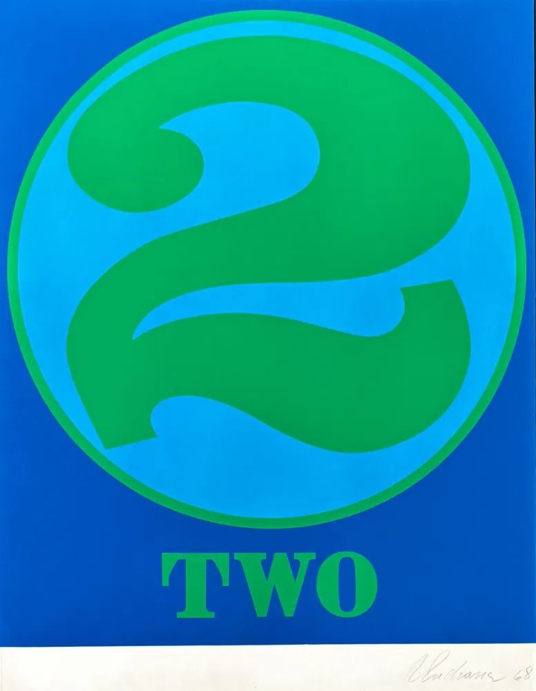 Sérigraphie Indiana - Robert Indiana (1928–2018) - Two, from numbers - Screenprint in colors on Schoellers Parole paper - 1968