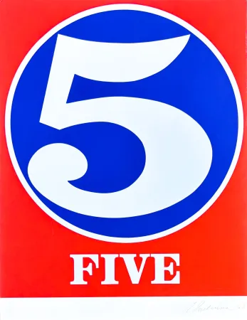 Gravure Indiana - Robert Indiana(1928–2018) - Five, from numbers - Screenprint in colors - 1968