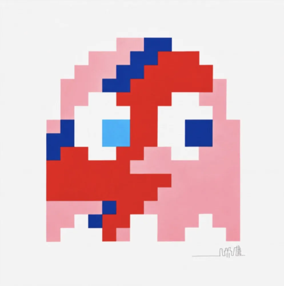 Sérigraphie Invader - Aladdin Sane (Pinky)