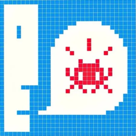 Sérigraphie Invader - Alert (Blue)