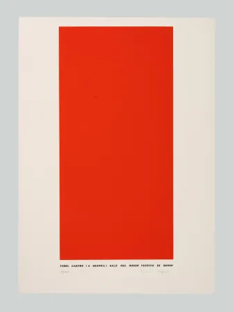 Sérigraphie Isgrò - Fidel Castro (a destra) sale nel rosso vestito di rosso